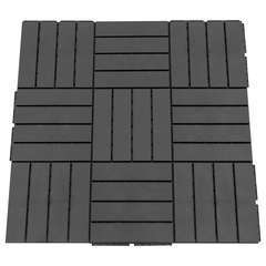 Dalles terrasse x9 en composite plastique imitation bois noir- 30x30cm