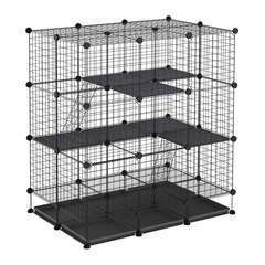 Cage rongeurs modulable portes métallique noir - 111L x 75l x 119H cm