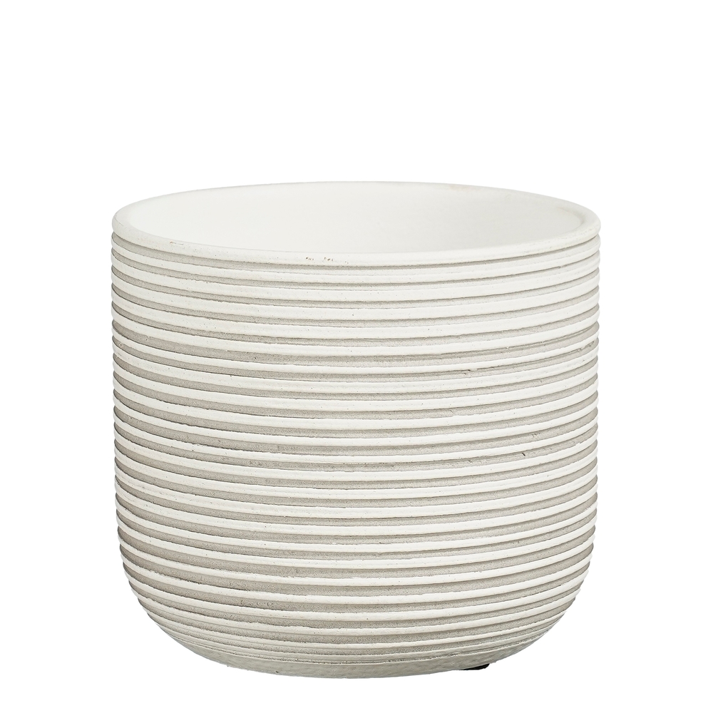 Cache-pot Samuel, en terre cuite, coloris blanc cassé - H.13xD.15cm