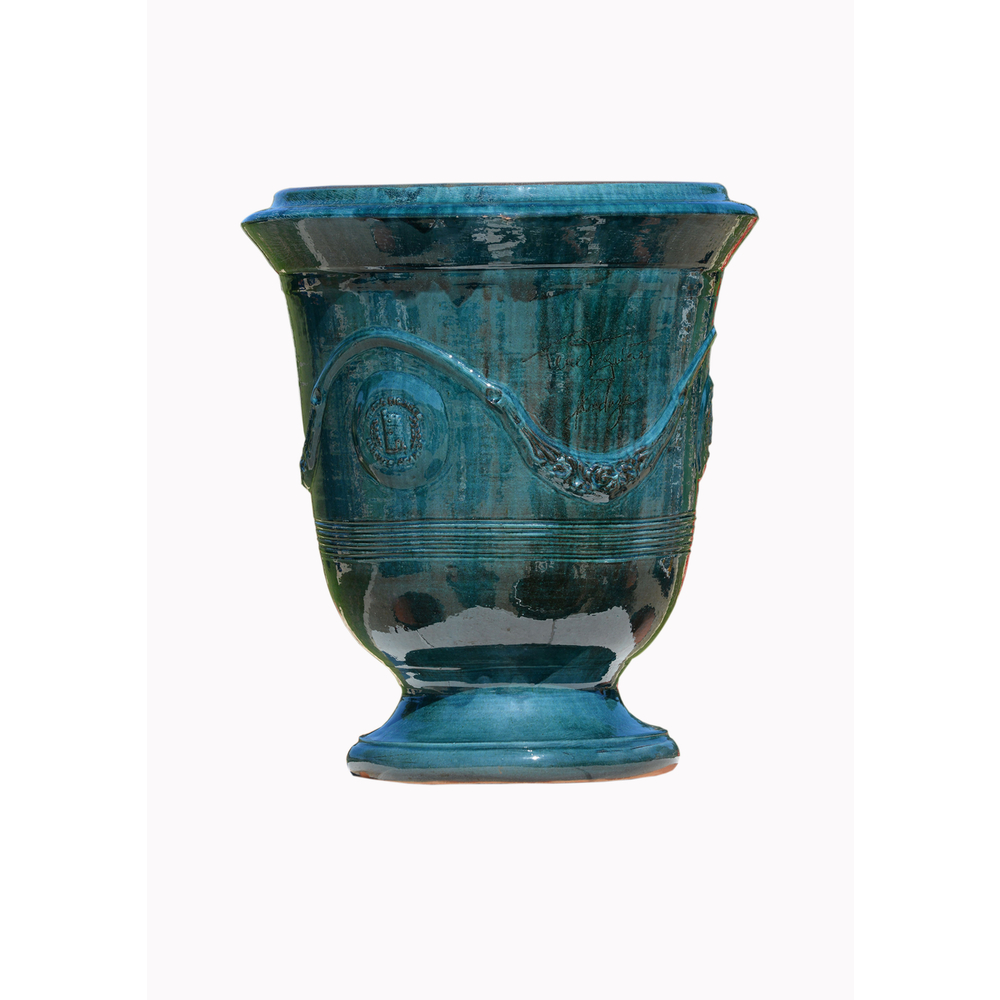 Vase Anduze en terre cuite émaillée n°0, coloris bleu D.24cm