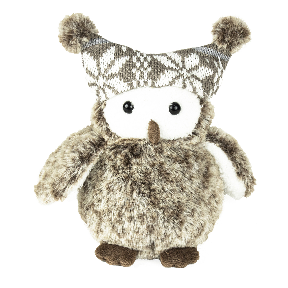 Chouette en peluche avec bonnet 20 cm