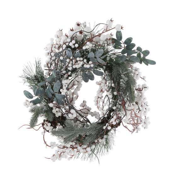 Couronne Hardy Pomme De Pin Blanc Givre D40cm