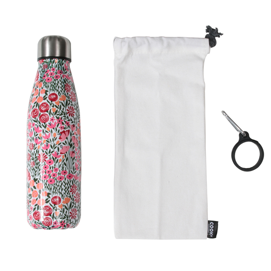 Coffret bouteille isotherme fleurie 50cl