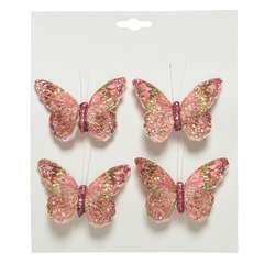 Papillon paillettes tissu à clipser 6 cm