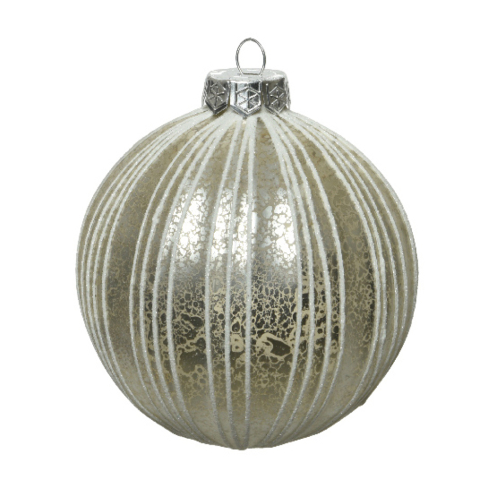 Boule en verre blanc et argent Ã10 cm