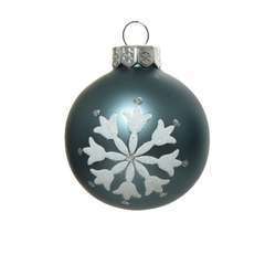 Boule de Noël en verre bonhomme flocons d 4.50 cm blanc bleu