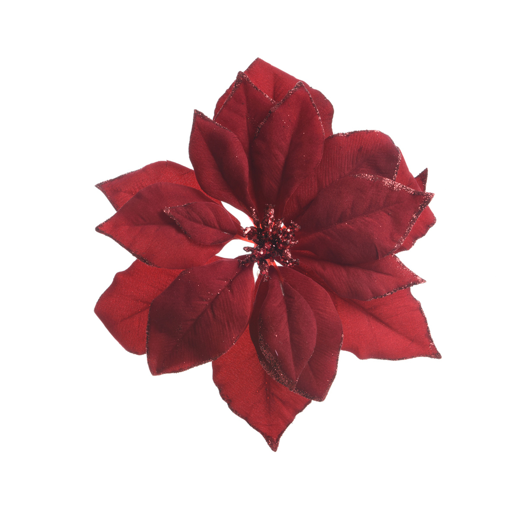 POINSETTIA POLY CLIP 6CM BDX-(936042)