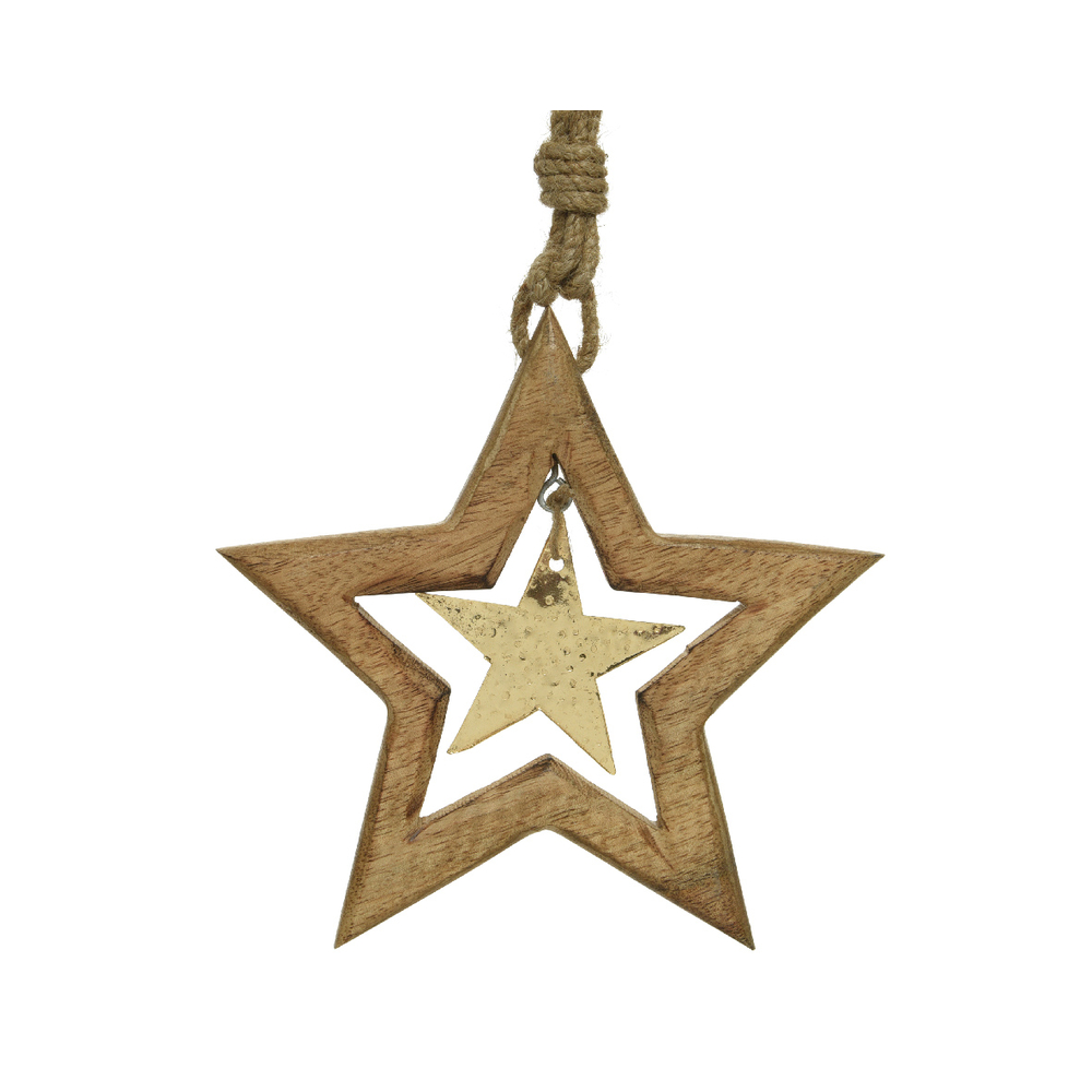 SUSP ETOILE BOIS 30CM OR-(936462)