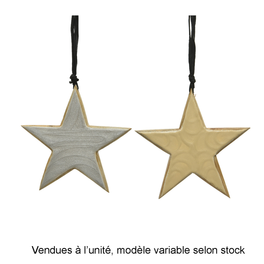 SUSP ETOILE BOIS 15CM ARG/OR-(936467)