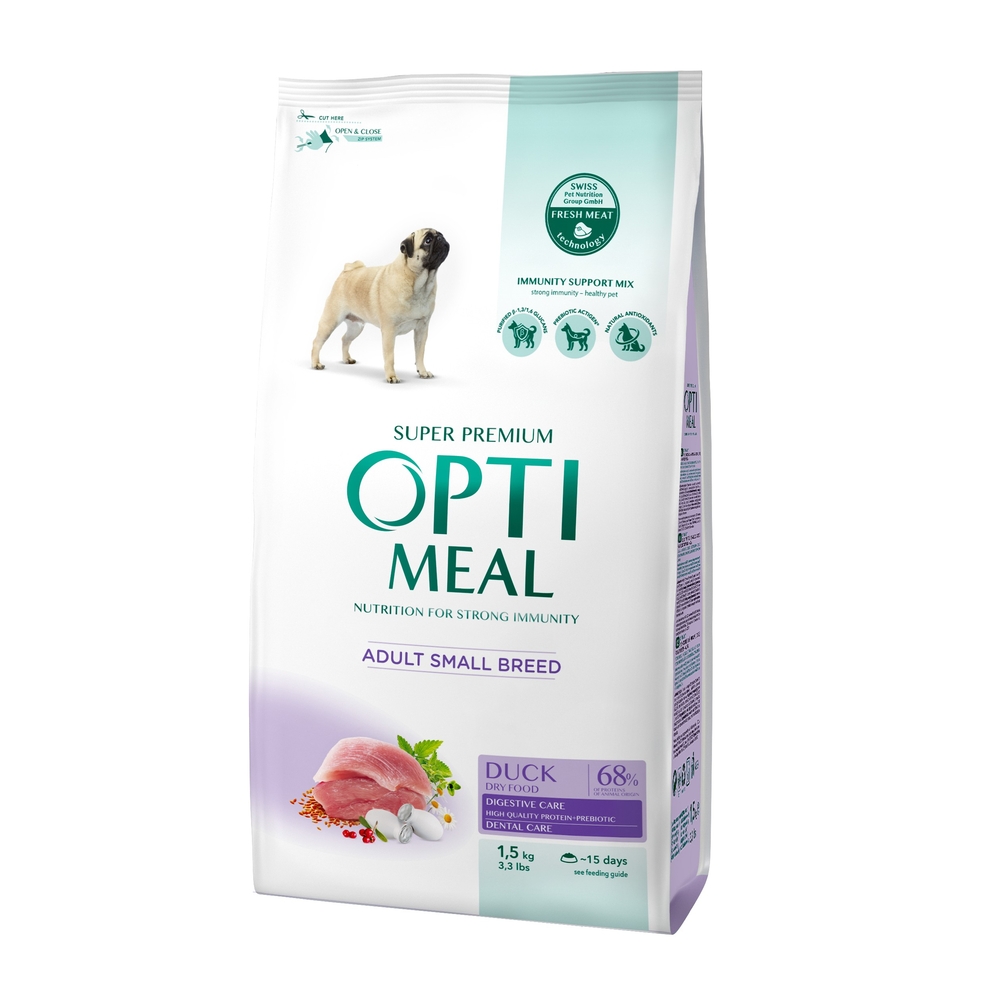 Croquettes Optimeal au canard Super Premium pour chien - 1.5kg