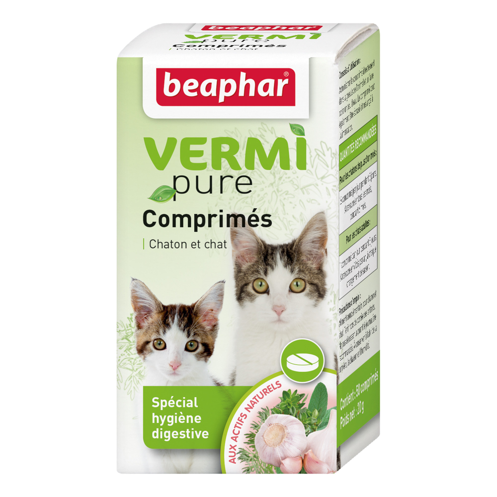 Vermipure, comprimés spécial hygiène digestive pour chaton & chat x50