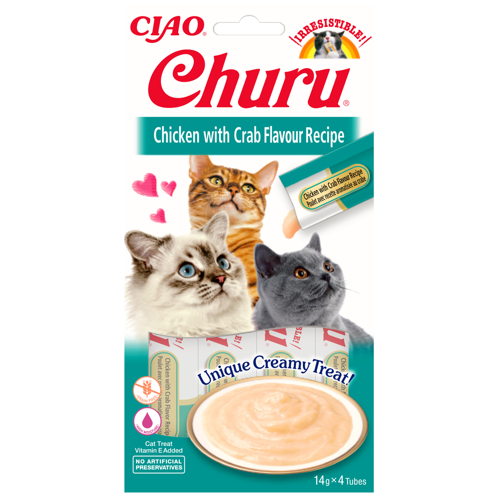 Churu poulet aromatisée au crabe pour chat 14 g x 4