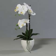 Orchidee artificielle 2 hampes pot Cer