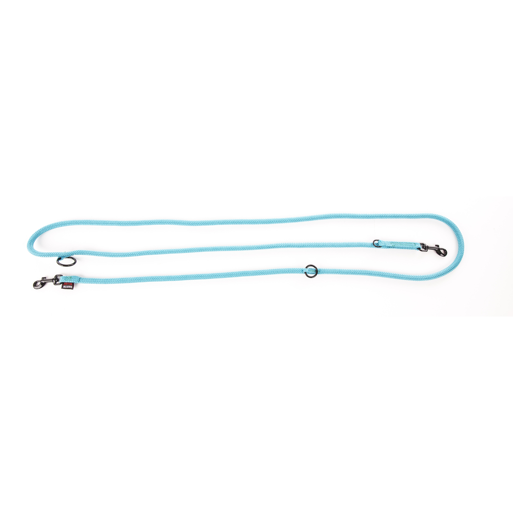 Laisse multiposition en nylon rond pour chien 9mmX200cm turquoise