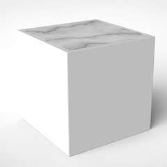 Petite table Bora version marbre cube blanc intérieur extérieur