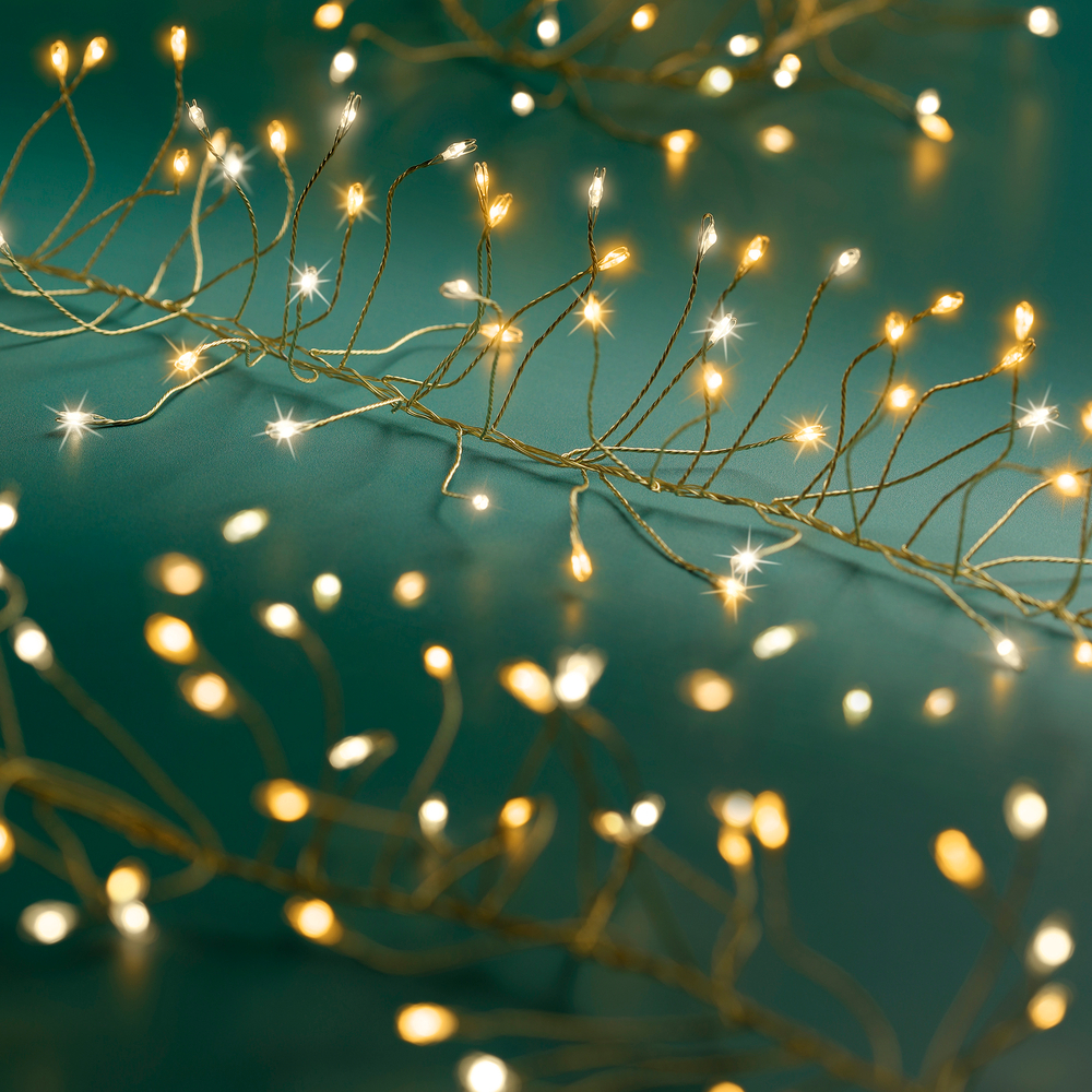 Guirlande lumineuse 'Cluster' 960 micro-led, blanc chaud et froid - 6m