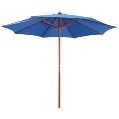 Parasol avec mât en bois 300x258 cm Bleu