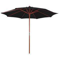 Parasol avec mât en bois 300x258 cm Noir