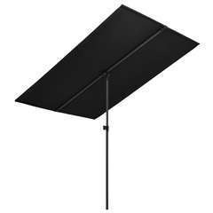 Parasol d'extérieur avec mât en aluminium 180x130 cm Noir