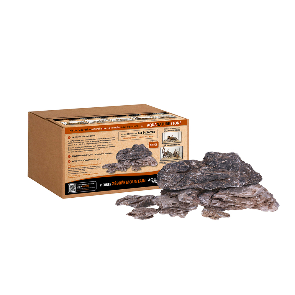 Kit de décoration Pierres Zébrée Mountain pour Aquarium de 60-90L