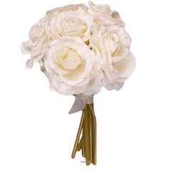 Bouquet de 6 roses Lena blanches artif