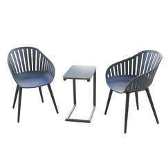 Salon de jardin lacio aluminium résine 2 chaises + 1 table noir