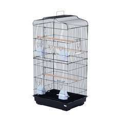 Cage à oiseaux volière avec mangeoires noir - 48 x 36 x 91 cm