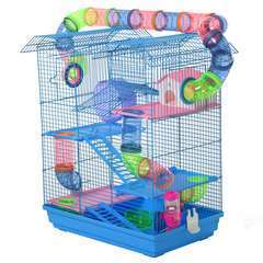 Cage pour Hamster Souris Petit Animaux Rongeur Bleu - 47 x 30 x 59 cm