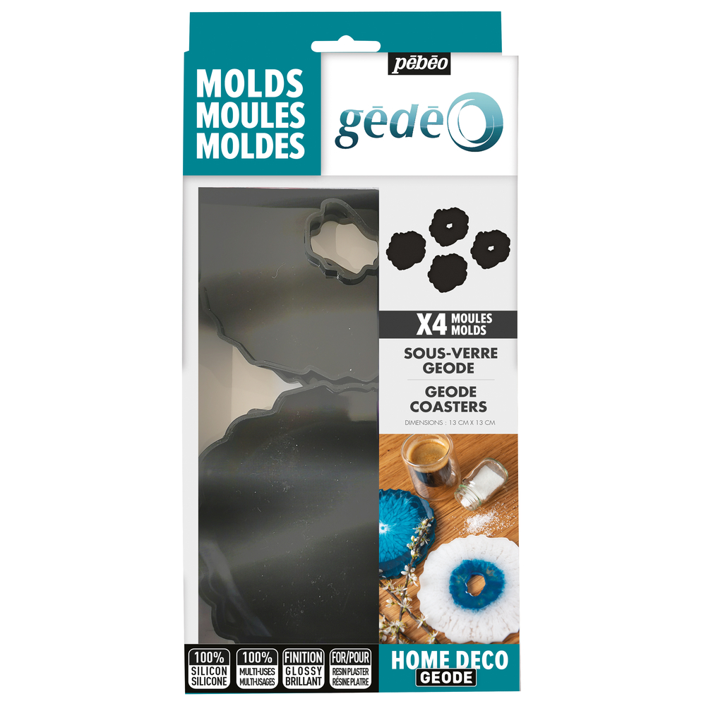 4 MOULES DESSOUS VERRE GEODE-(951277)