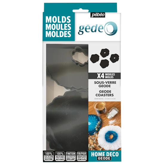 4 MOULES DESSOUS VERRE GEODE-(951277)