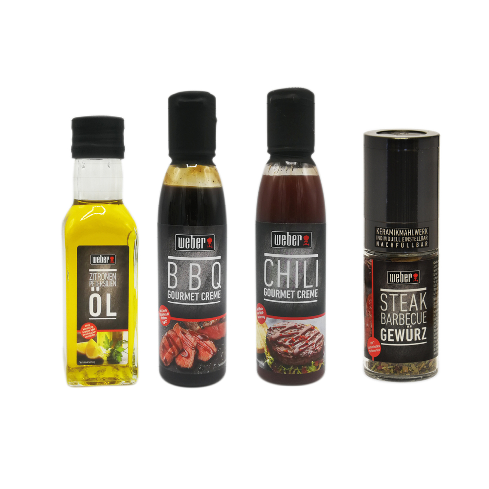 Valisette BBQ en métal, 4 condiments