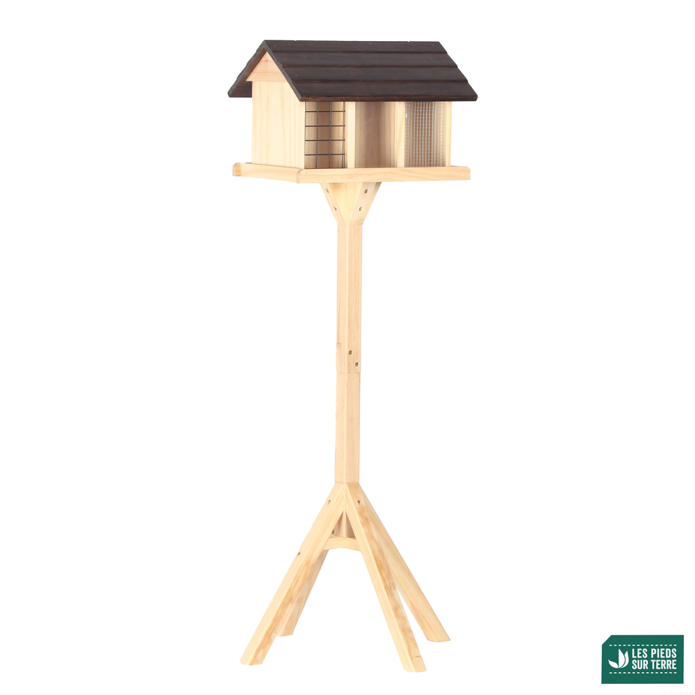 Mangeoire sur pied Osmose en bois pour oiseaux du jardin L.37xH.113cm
