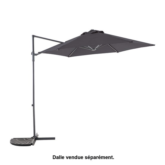Parasol Push up déporté en toile anthracite - 270x200cm