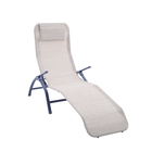Chaise relax en aluminium et toile polyester bleue - 152x69x85 cm