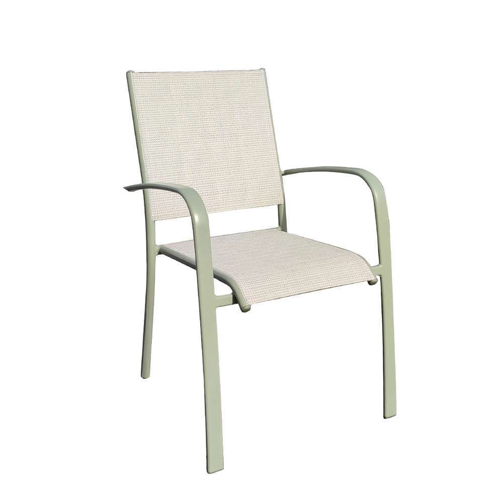 Fauteuil de jardin empilable Ligne ARIES en aluminium et toile amande