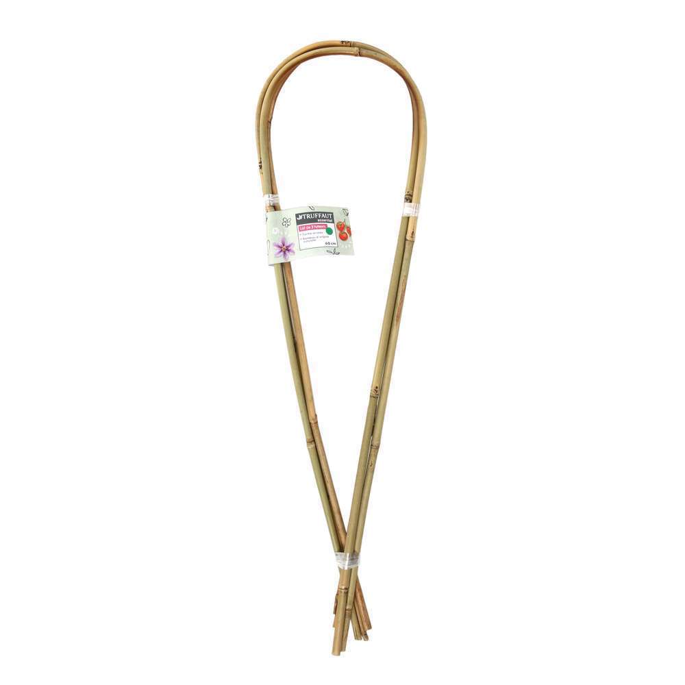 Lot de 3 tuteurs arceaux bambou Diam. 8/10 mm H. 60 cm