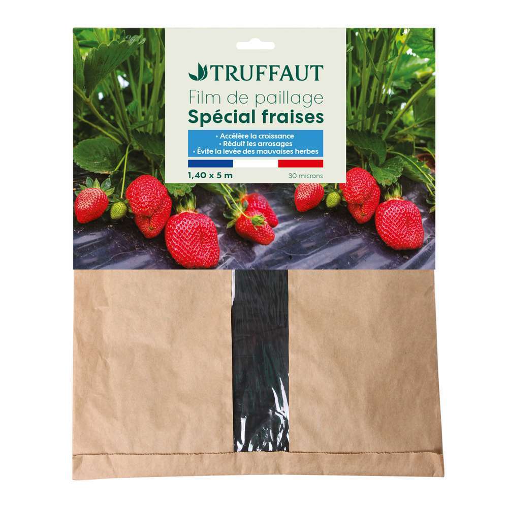 Film paillage micro perforé spécial fraises 30 mic noir 1,40x5 m