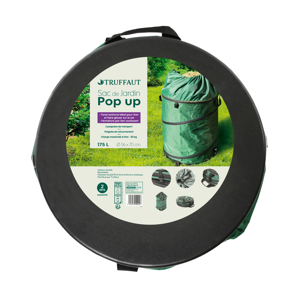 Sac de jardin pop up 175 L - Diam. 56 x H. 70 cm