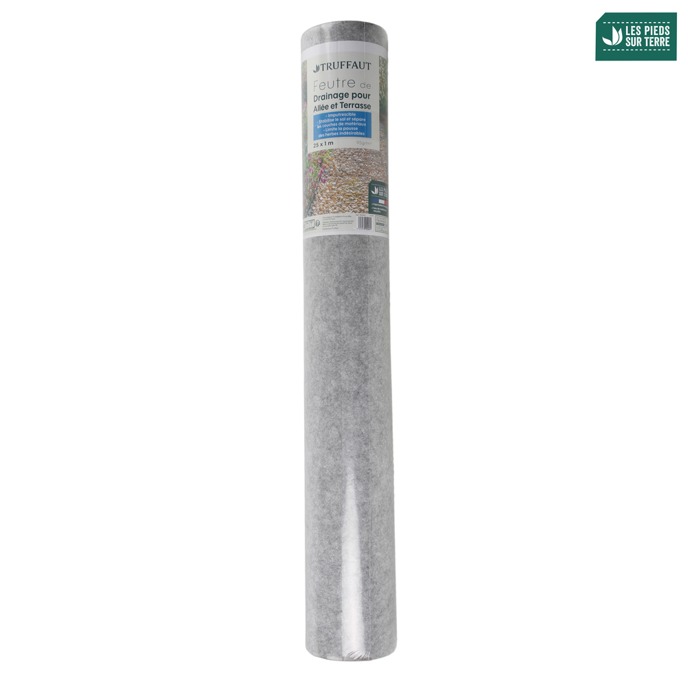 Feutre 95g/m2 Géotextile allées 1x25m rouleau