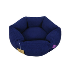 Coussin hexagonal avec fourrure pour chien taille S bleu