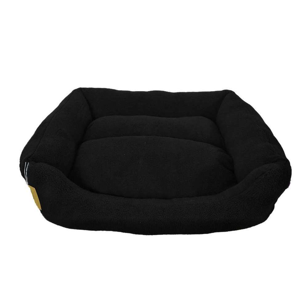 Coussin carré avec fourrure noir pour chien L