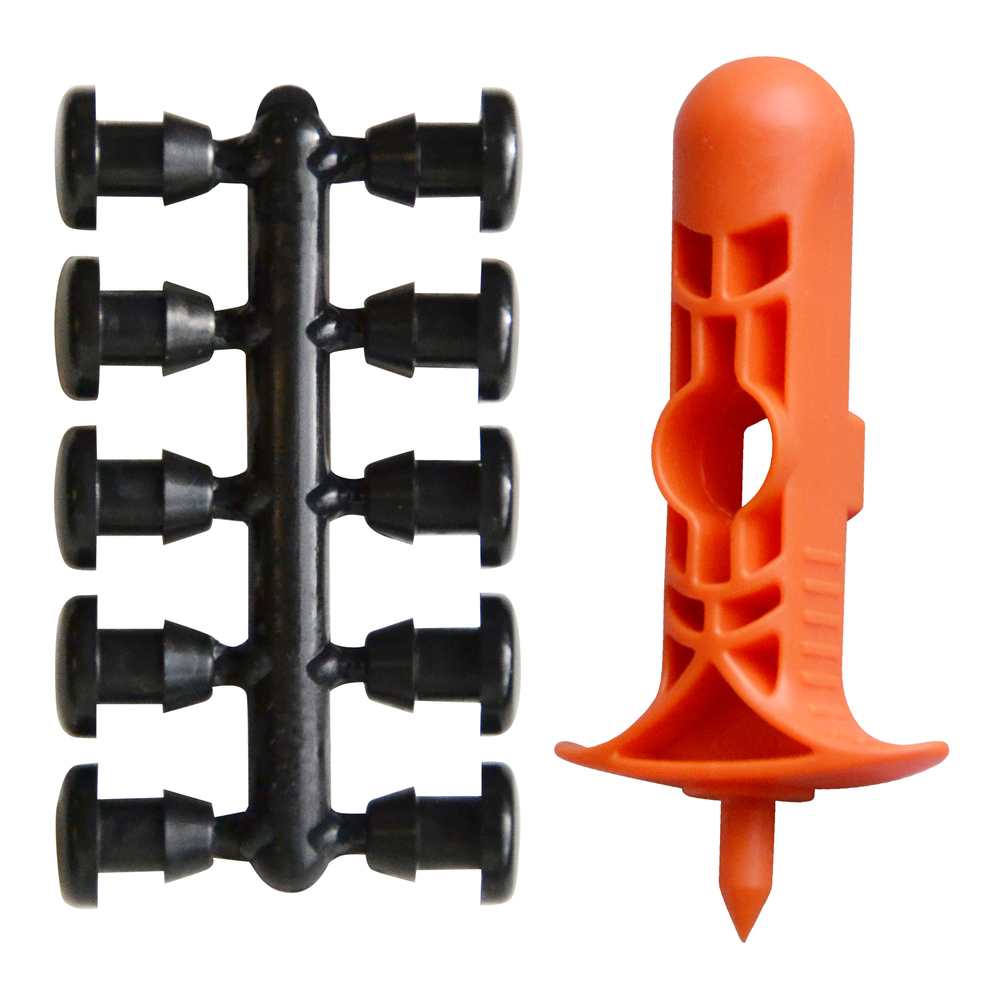 10 bouchons pour arrosage goutte à goutte D.4 x 6 mm. et 1 poinçon