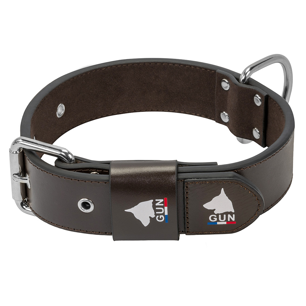 Collier Gun Big Cuir pour chien : marron M