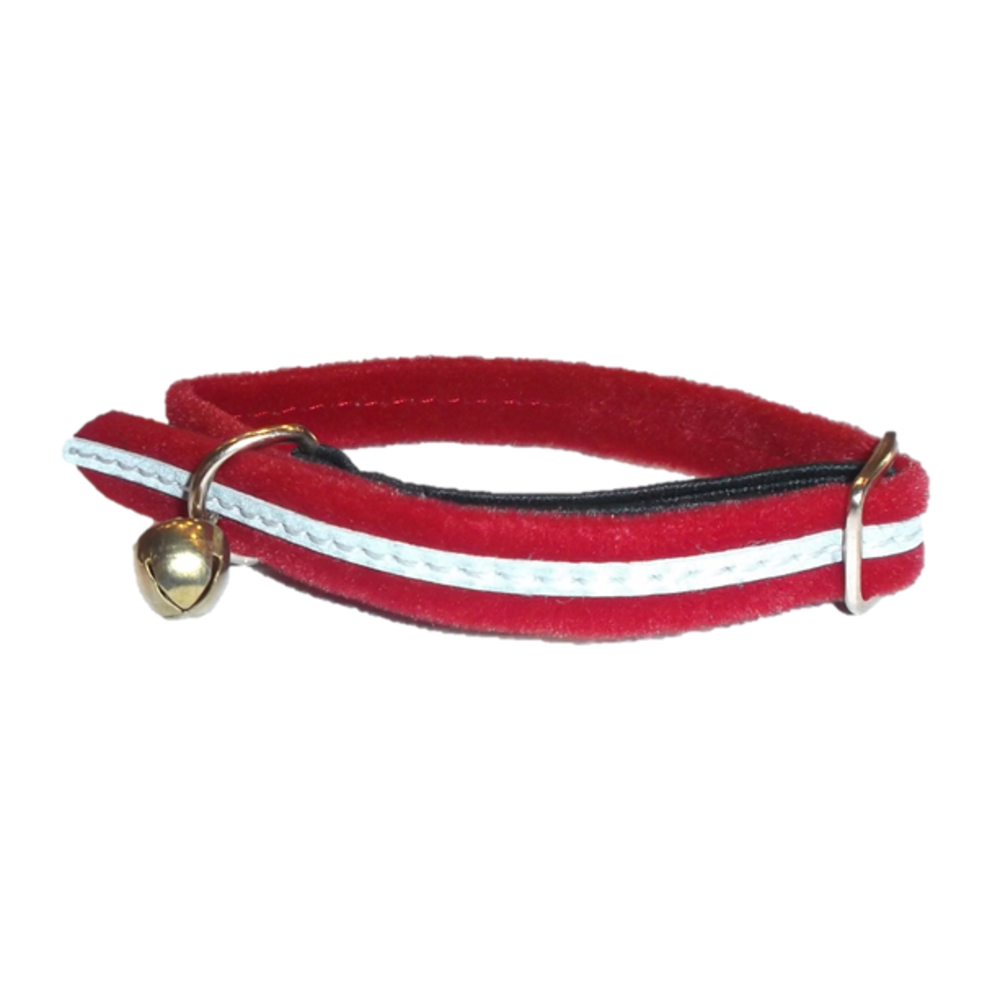 Collier en velours réfléchissant rouge pour chat