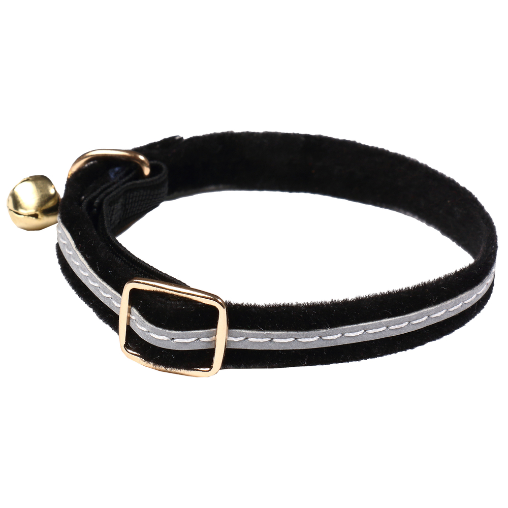 Collier en velours réfléchissant noir pour chat