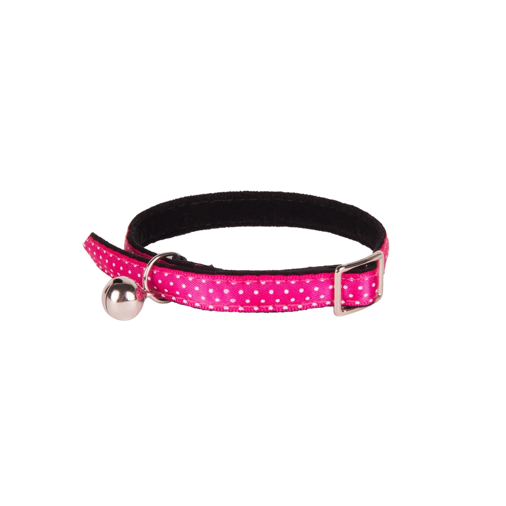 Collier style pois fushia pour chat