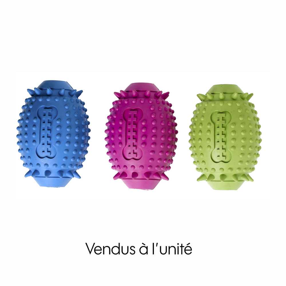 Jouet pour chien soft rubber rugby 12cm (3 coloris aléatoires)