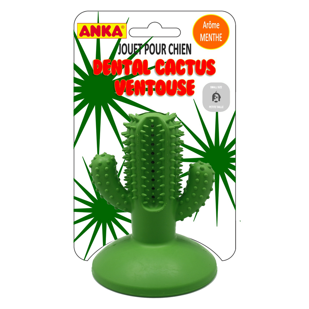Jouet pour chien cactus à ventouse avec arôme menthe 9cm