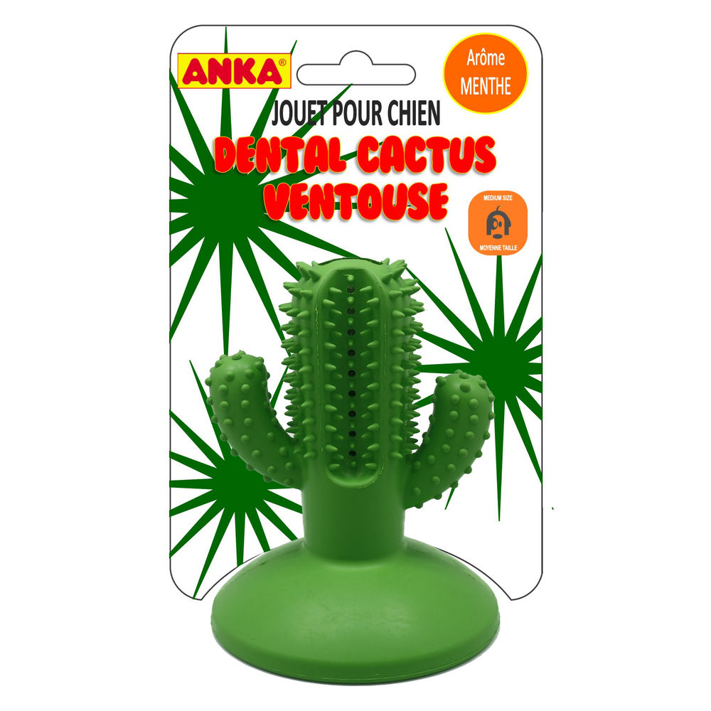 Jouet pour chien cactus à ventouse avec arôme menthe 12.5cm