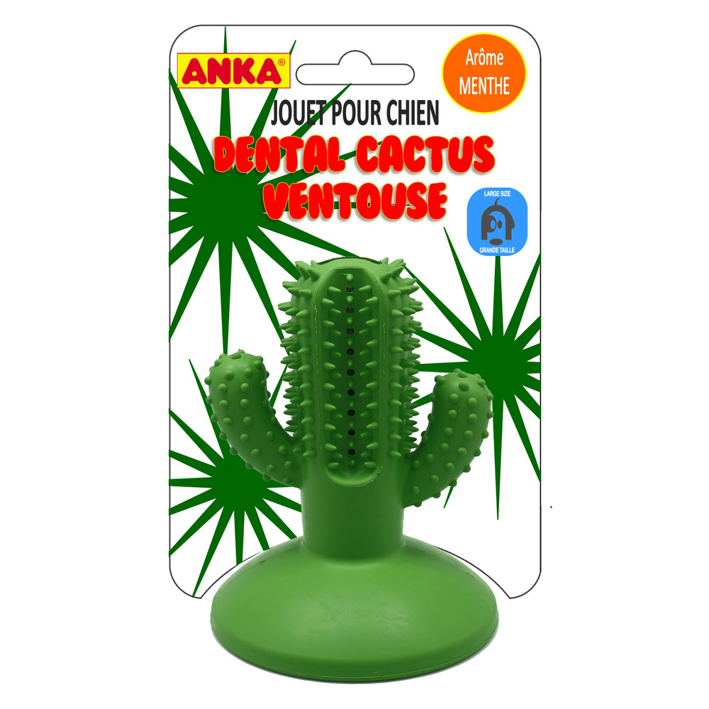 Jouet pour chien cactus à ventouse avec arôme menthe 15cm